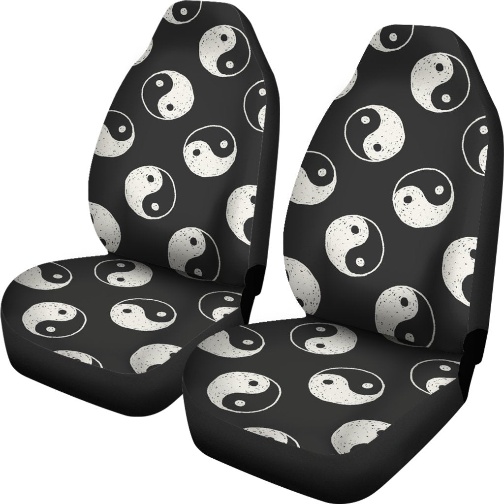 Yin Yang Black Pattern Print Universal Fit Car Seat Covers-grizzshop