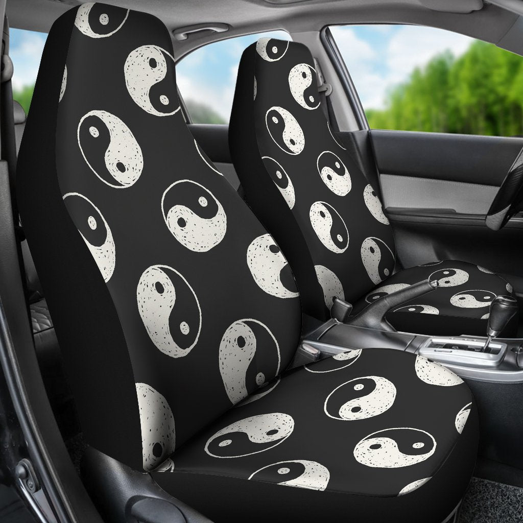 Yin Yang Black Pattern Print Universal Fit Car Seat Covers-grizzshop