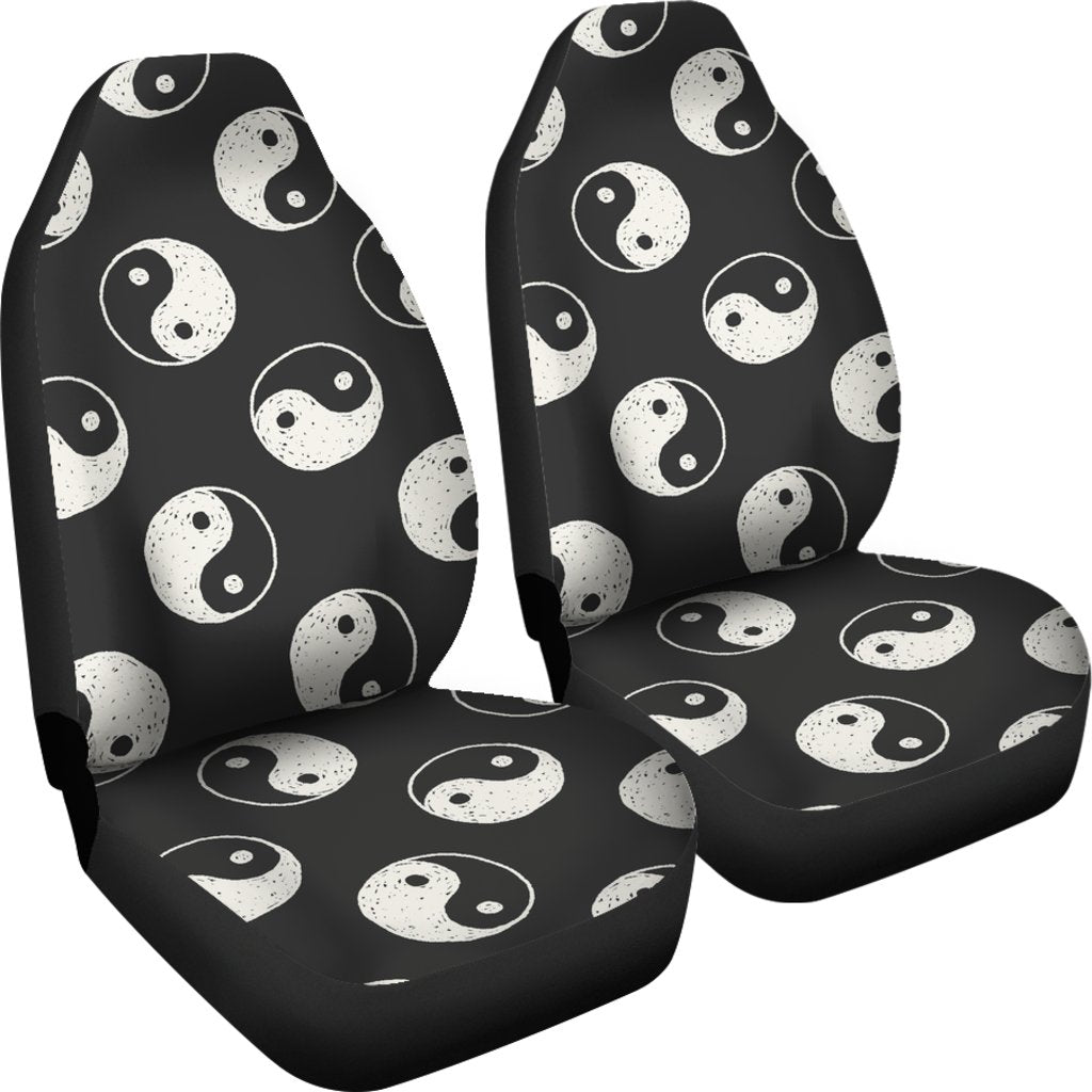 Yin Yang Black Pattern Print Universal Fit Car Seat Covers-grizzshop