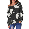 Load image into Gallery viewer, Yin Yang Black Pattern Print Women Off Shoulder Sweatshirt-grizzshop