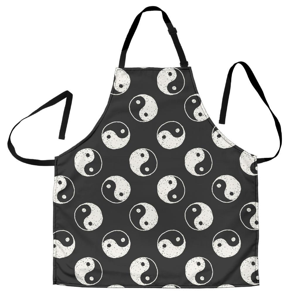 Yin Yang Black Pattern Print Women's Apron-grizzshop