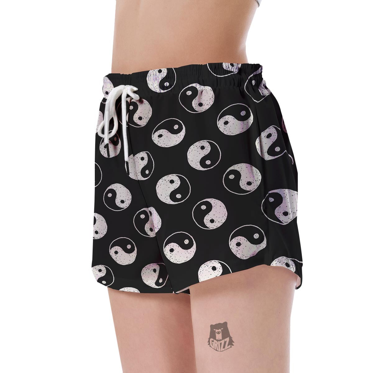 Yin Yang Black Pattern Print Women's Shorts-grizzshop