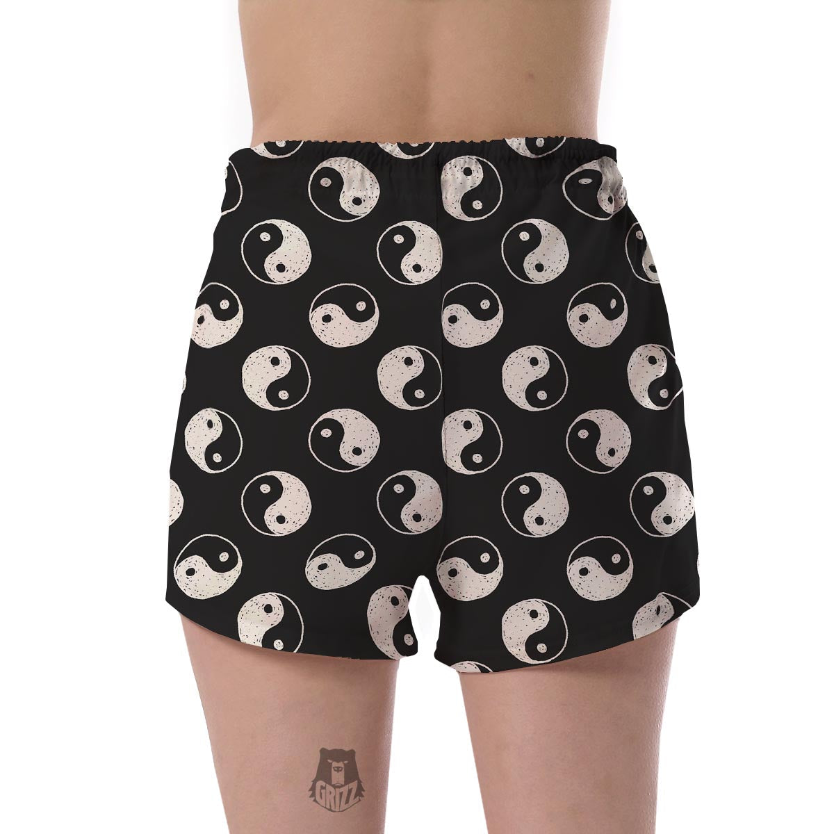 Yin Yang Black Pattern Print Women's Shorts-grizzshop