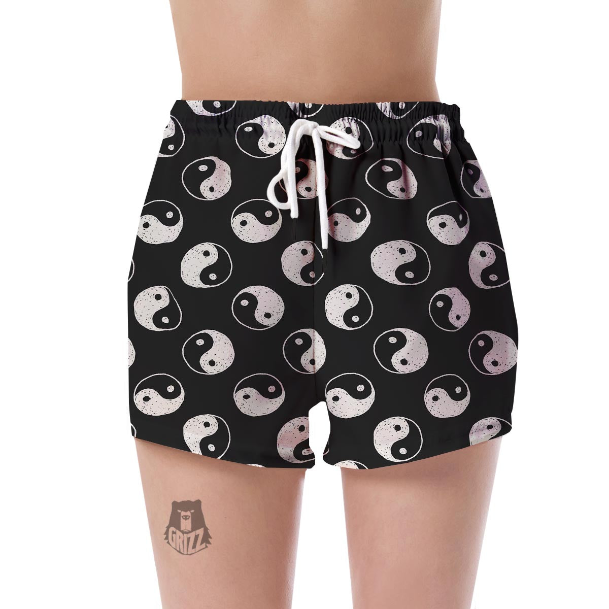 Yin Yang Black Pattern Print Women's Shorts-grizzshop