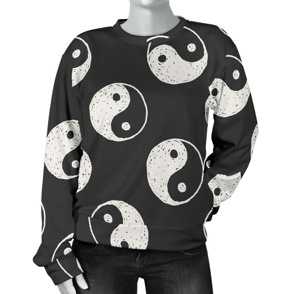 Yin Yang Black Pattern Print Women's Sweatshirt-grizzshop