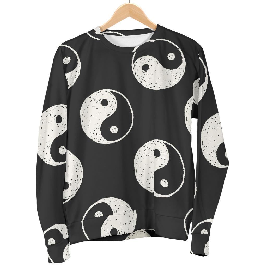 Yin Yang Black Pattern Print Women's Sweatshirt-grizzshop