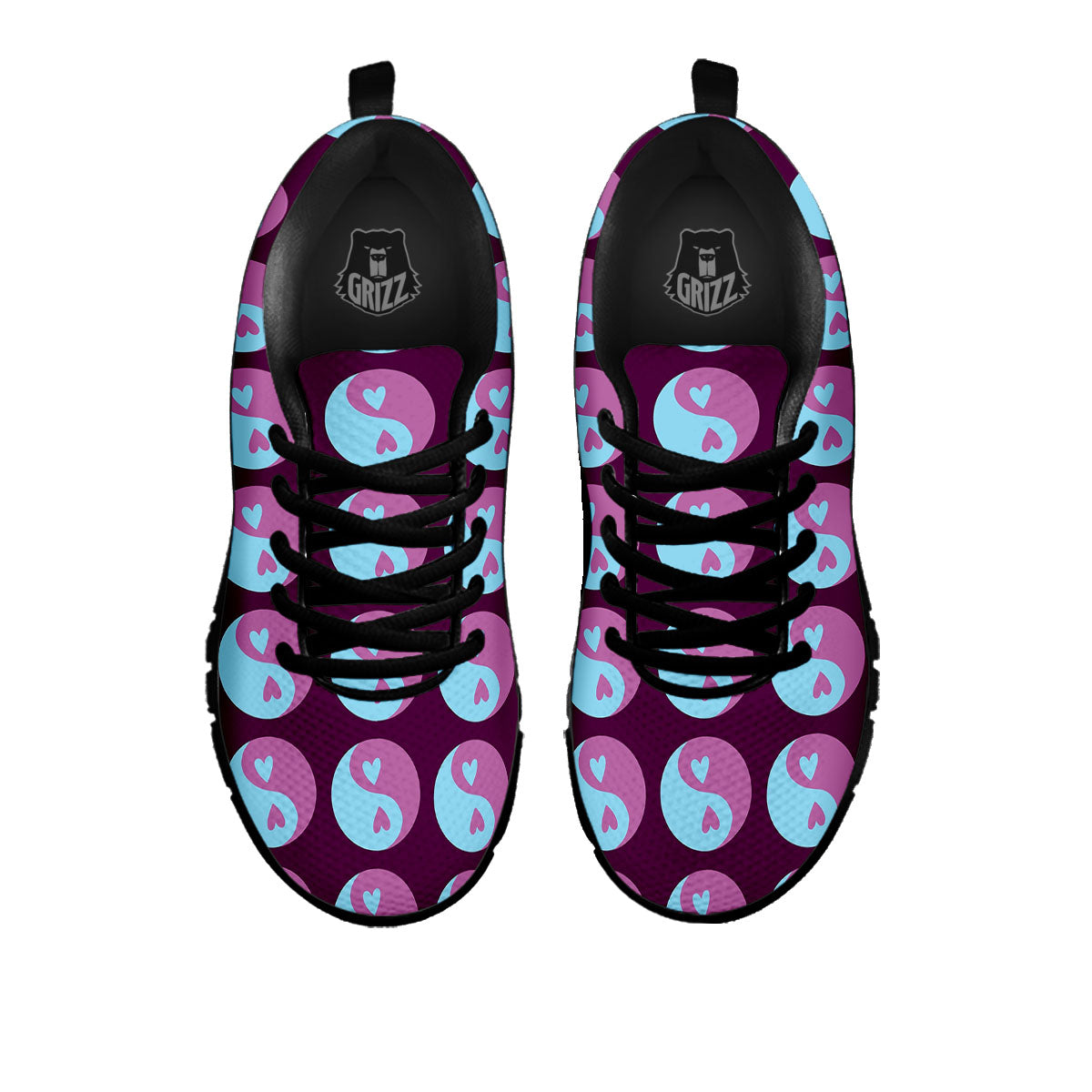 Yin Yang Blue And Purple Print Black Sneaker-grizzshop