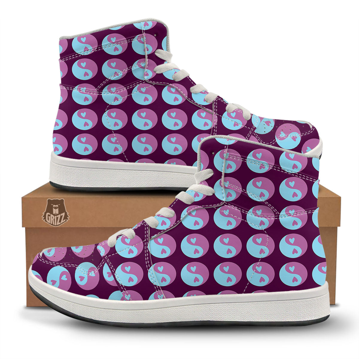 Yin Yang Blue And Purple Print High Top Sneakers-grizzshop