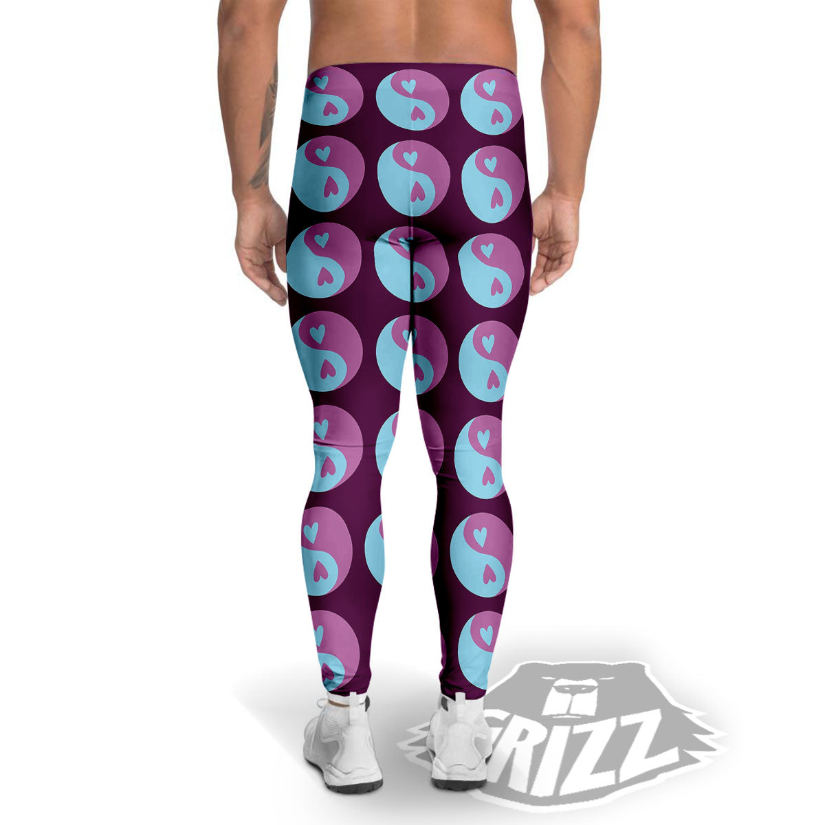 Yin Yang Blue And Purple Print Men's Leggings-grizzshop