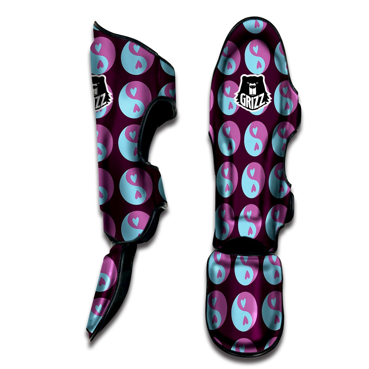 Yin Yang Blue And Purple Print Muay Thai Shin Guards-grizzshop