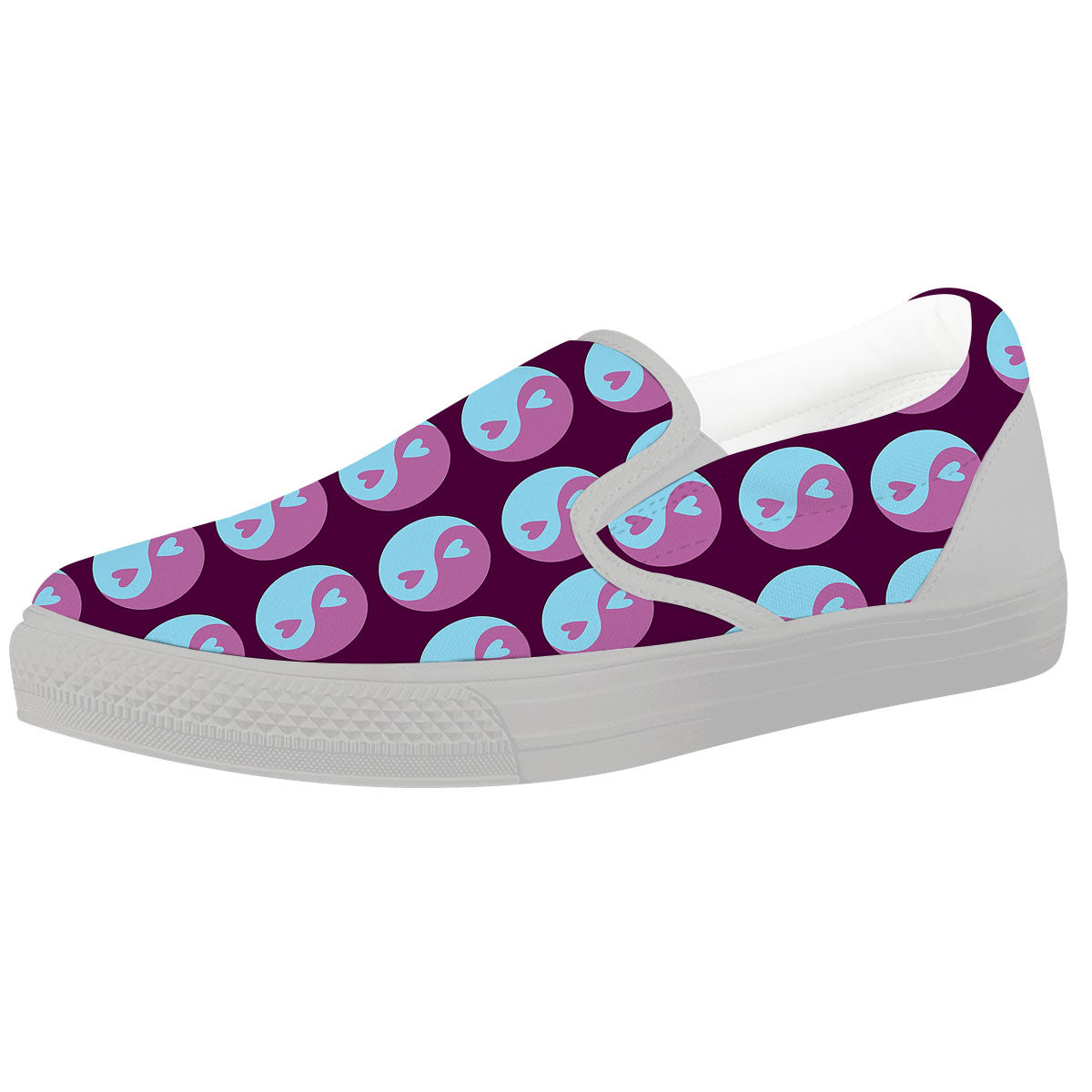 Yin Yang Blue And Purple Print White Slip On Shoes-grizzshop
