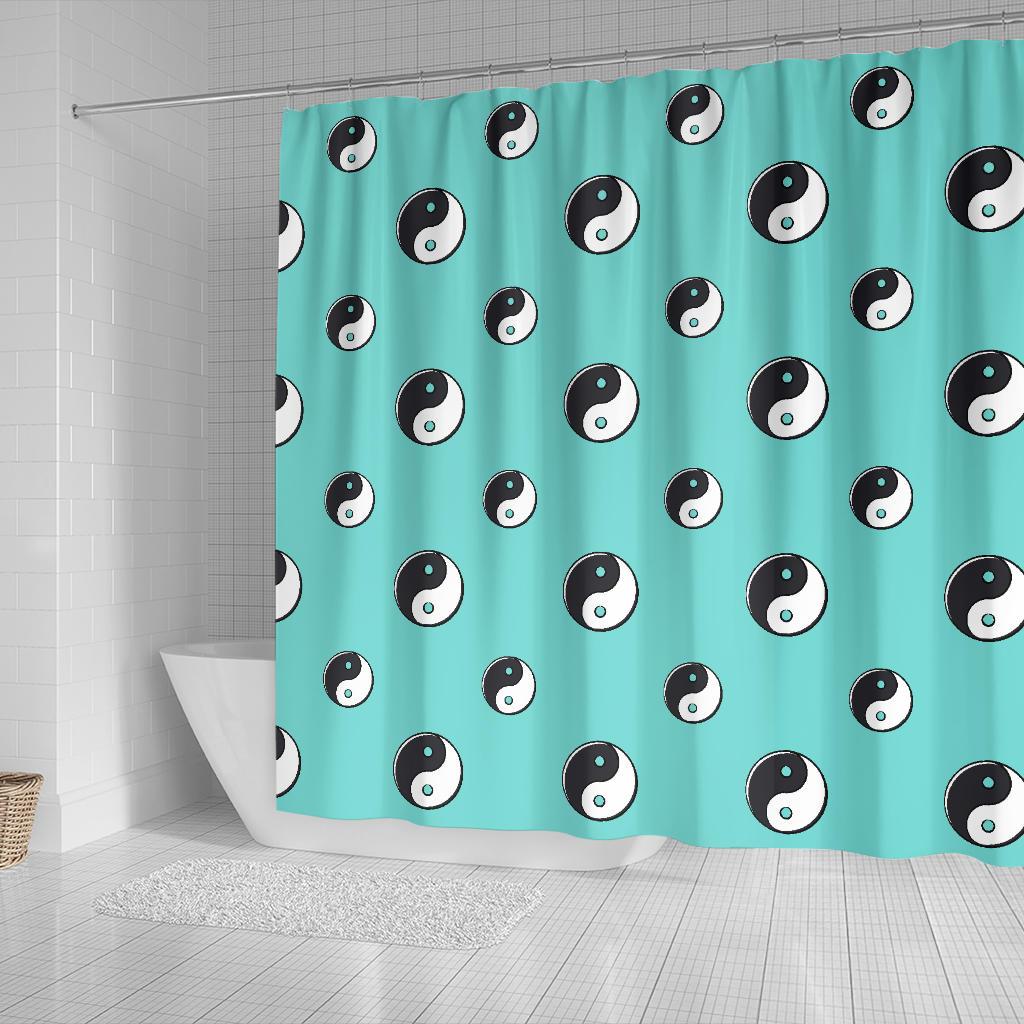 Yin Yang Blue Pattern Print Bathroom Shower Curtain-grizzshop