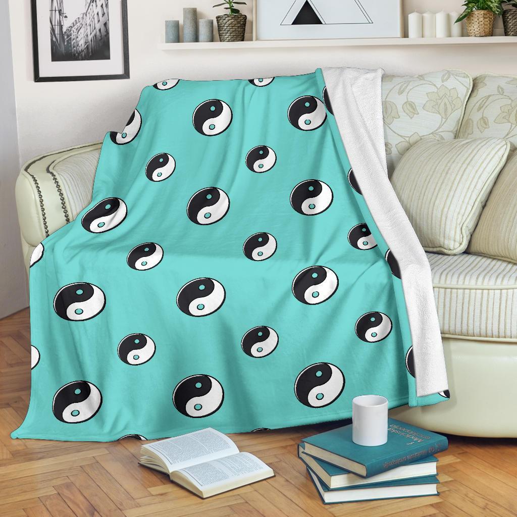 Yin Yang Blue Pattern Print Blanket-grizzshop