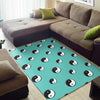 Yin Yang Blue Pattern Print Floor Mat-grizzshop