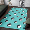 Yin Yang Blue Pattern Print Floor Mat-grizzshop