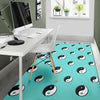 Yin Yang Blue Pattern Print Floor Mat-grizzshop