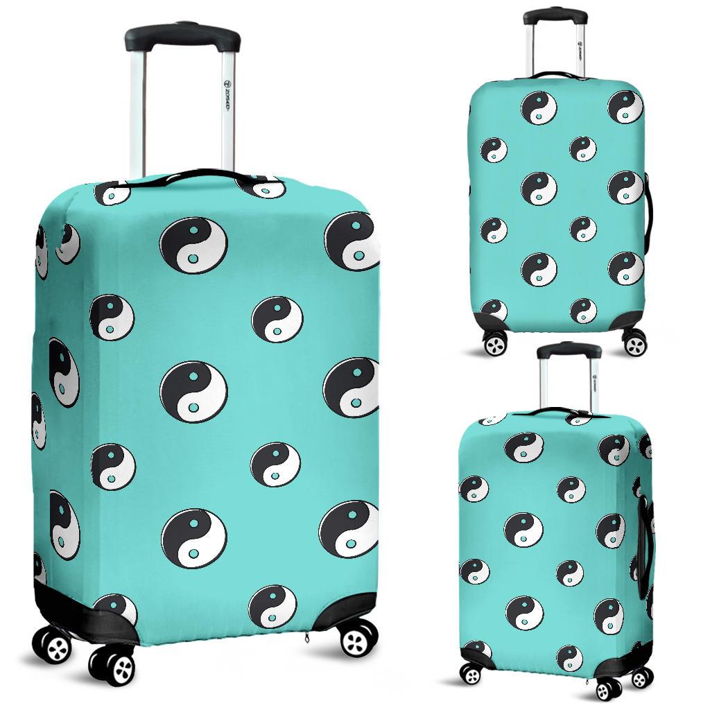 Yin Yang Blue Pattern Print Luggage Cover Protector-grizzshop