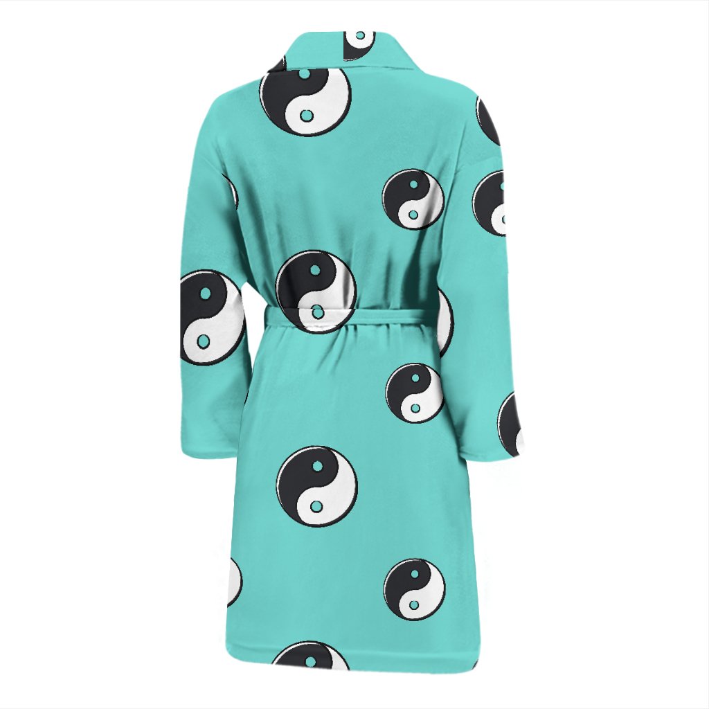 Yin Yang Blue Pattern Print Men Long Robe-grizzshop