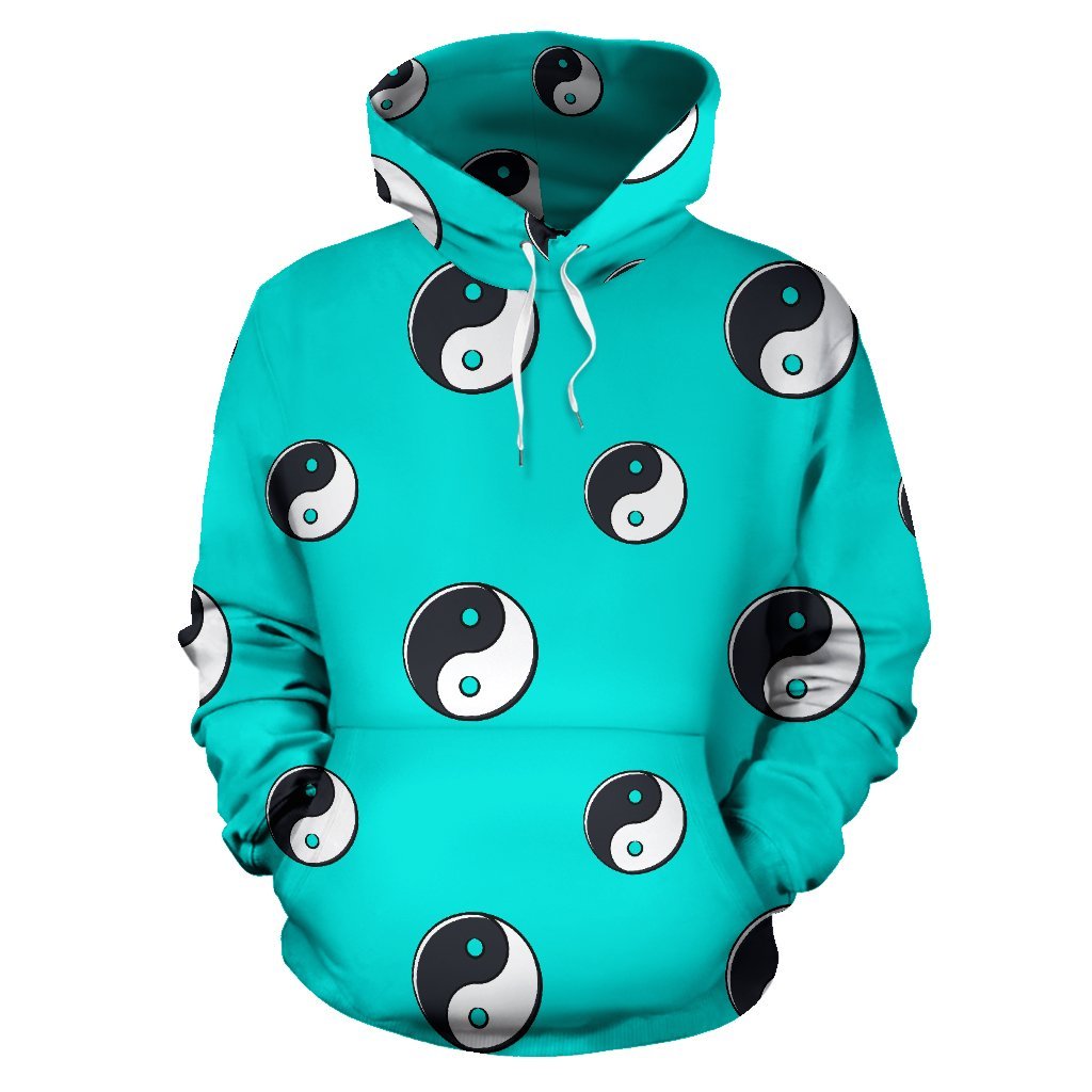 Yin Yang Blue Pattern Print Men Women Pullover Hoodie-grizzshop