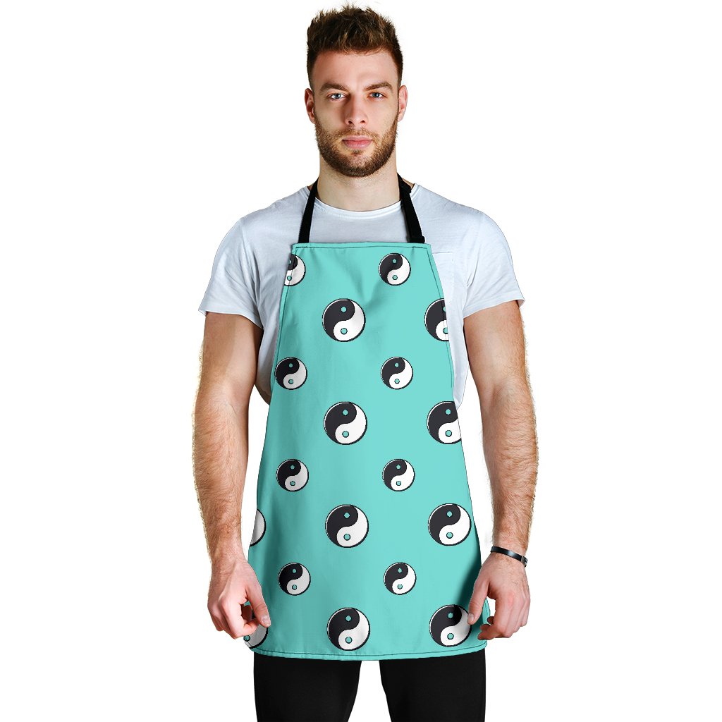 Yin Yang Blue Pattern Print Men's Apron-grizzshop