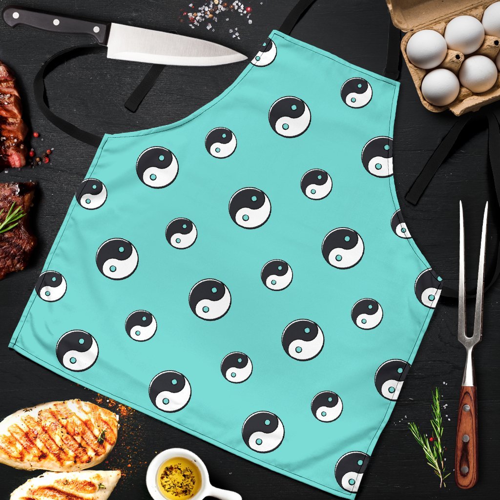 Yin Yang Blue Pattern Print Men's Apron-grizzshop