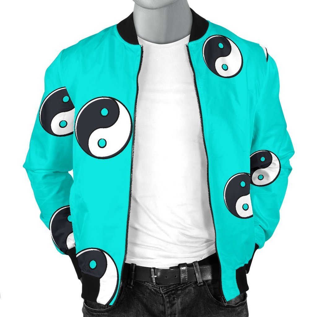 Yin Yang Blue Pattern Print Men's Bomber Jacket-grizzshop