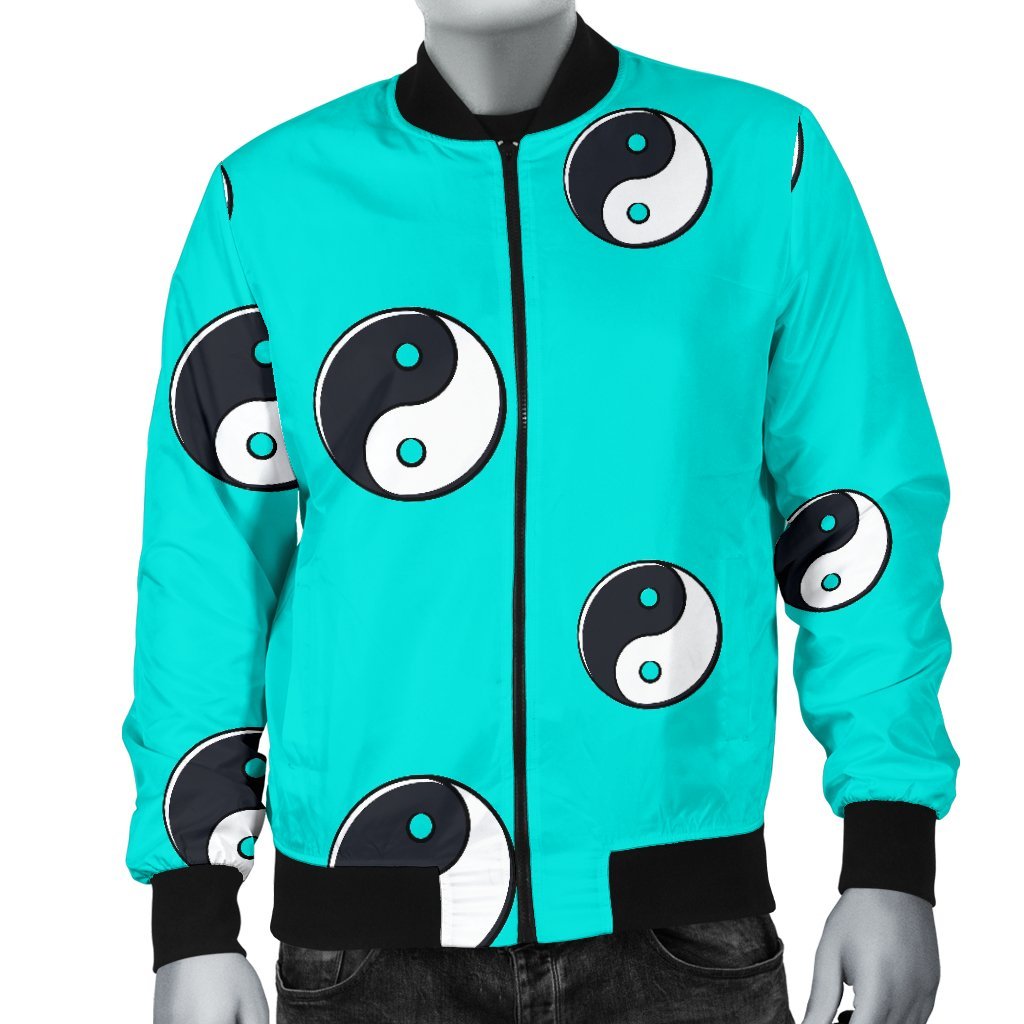 Yin Yang Blue Pattern Print Men's Bomber Jacket-grizzshop