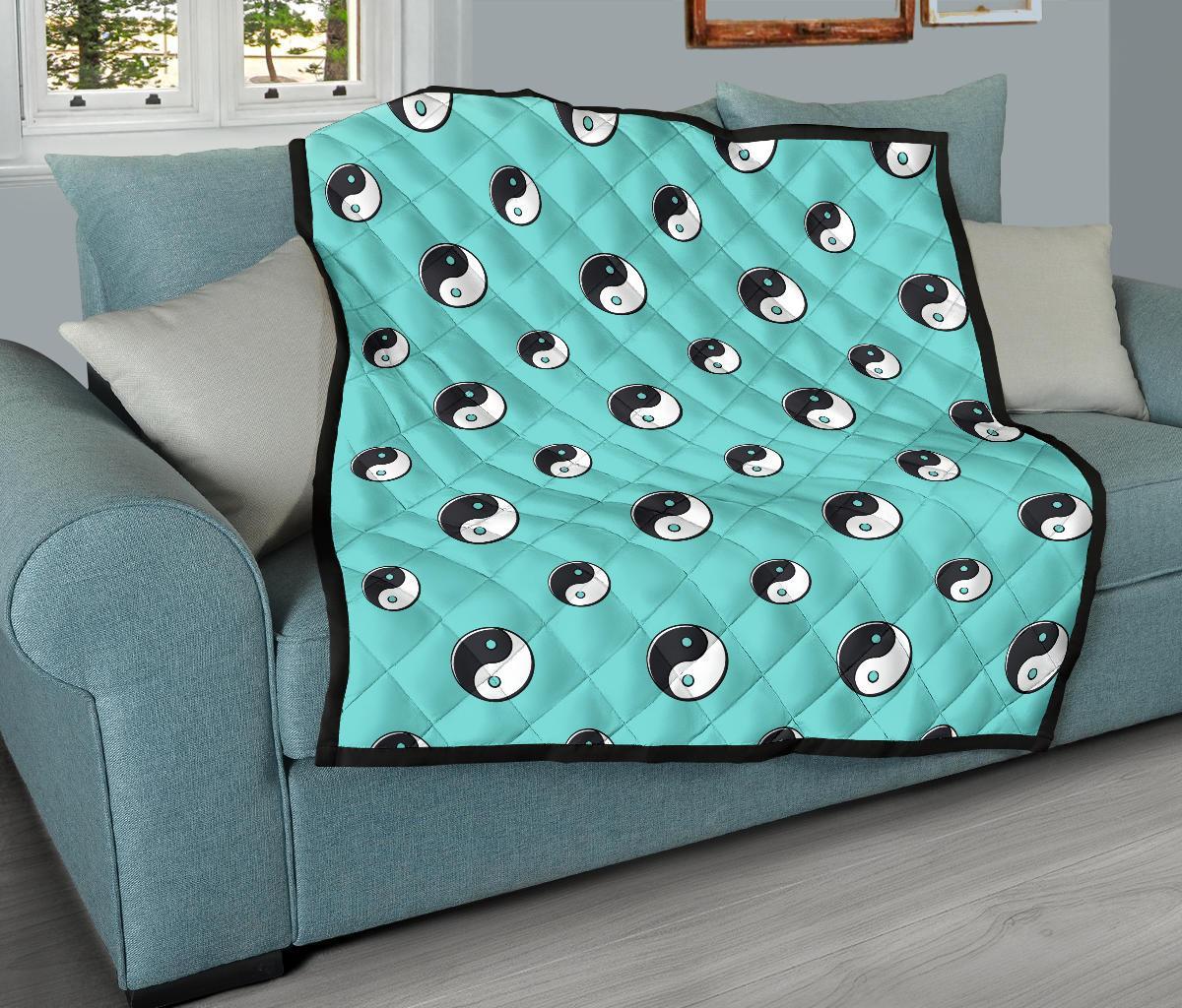 Yin Yang Blue Pattern Print Quilt-grizzshop