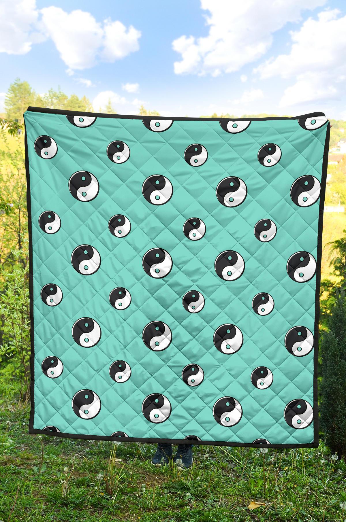 Yin Yang Blue Pattern Print Quilt-grizzshop