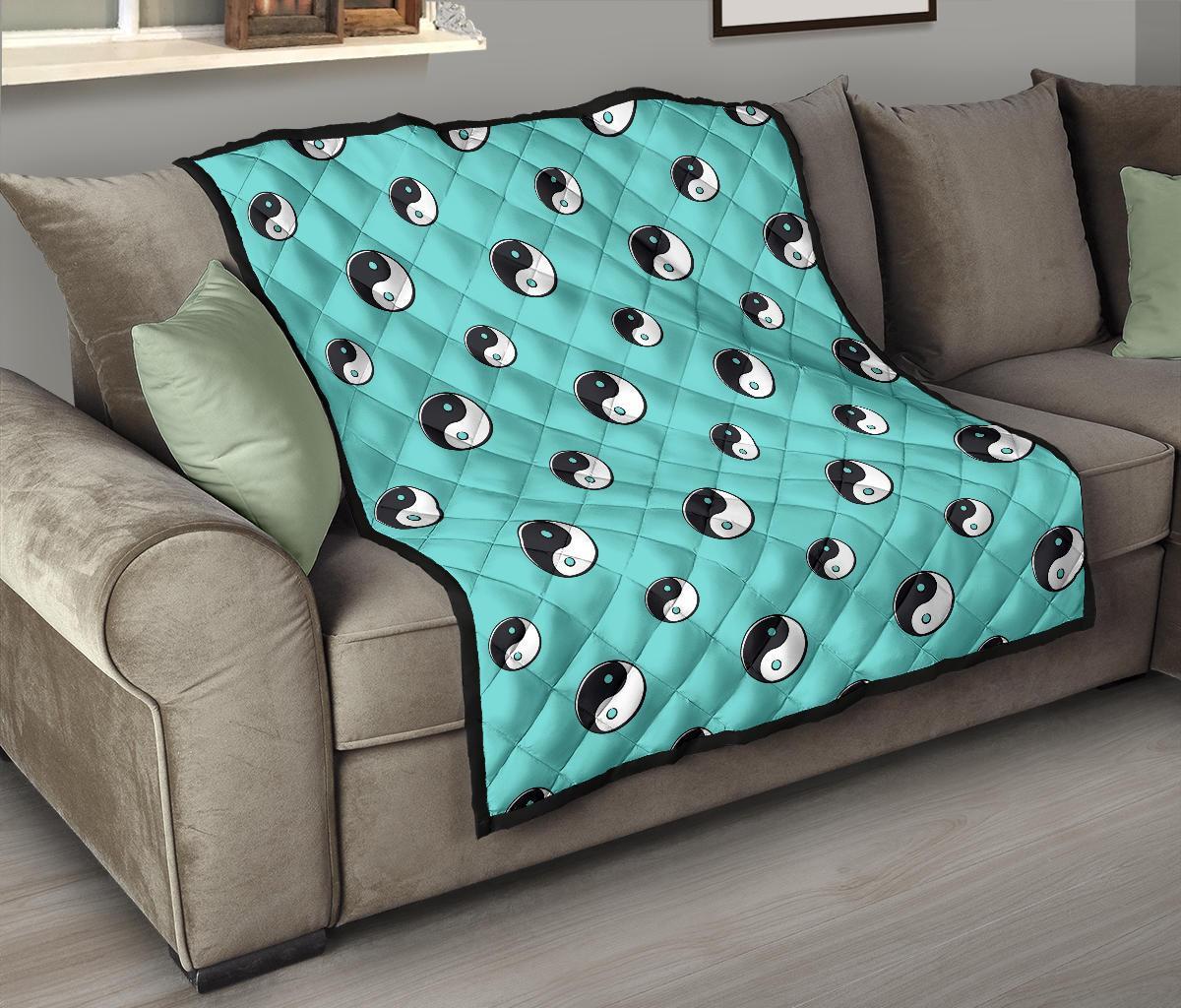 Yin Yang Blue Pattern Print Quilt-grizzshop