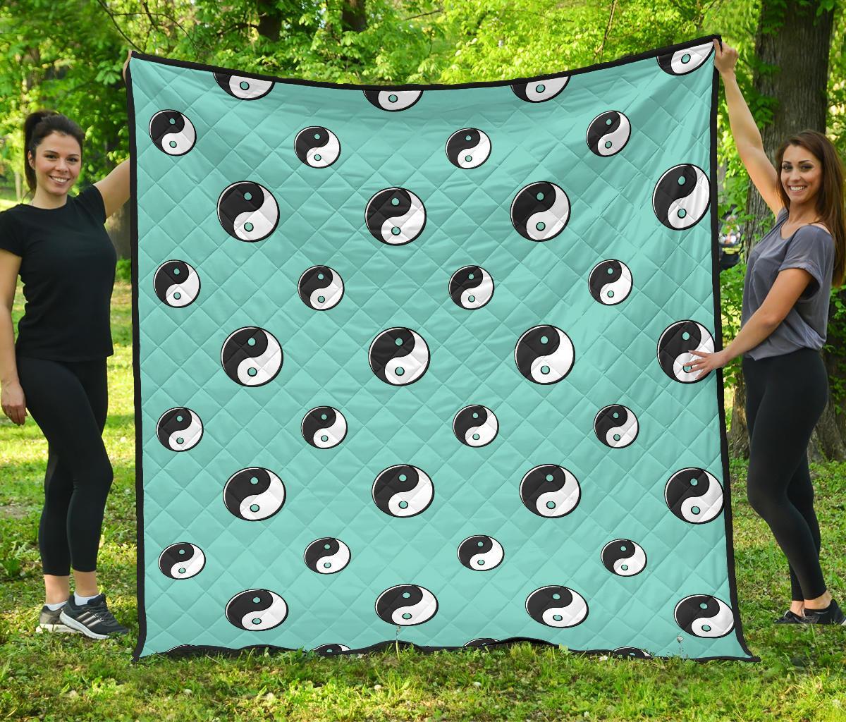 Yin Yang Blue Pattern Print Quilt-grizzshop