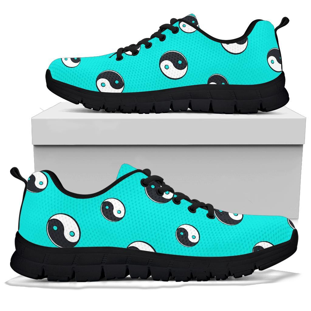 Yin Yang Blue Pattern Print Sneaker Shoes For Men Women-grizzshop
