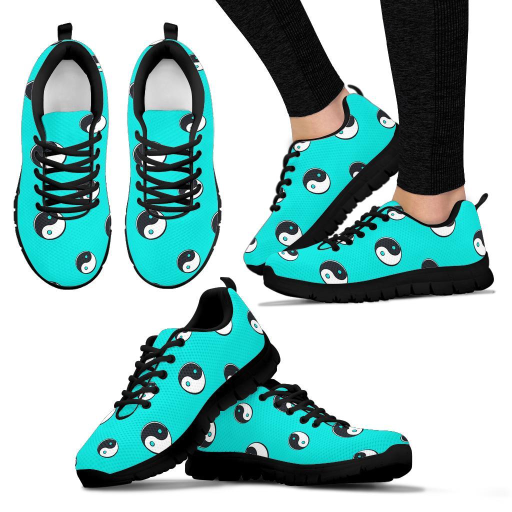 Yin Yang Blue Pattern Print Sneaker Shoes For Men Women-grizzshop
