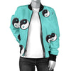 Yin Yang Blue Pattern Print Women Casual Bomber Jacket-grizzshop