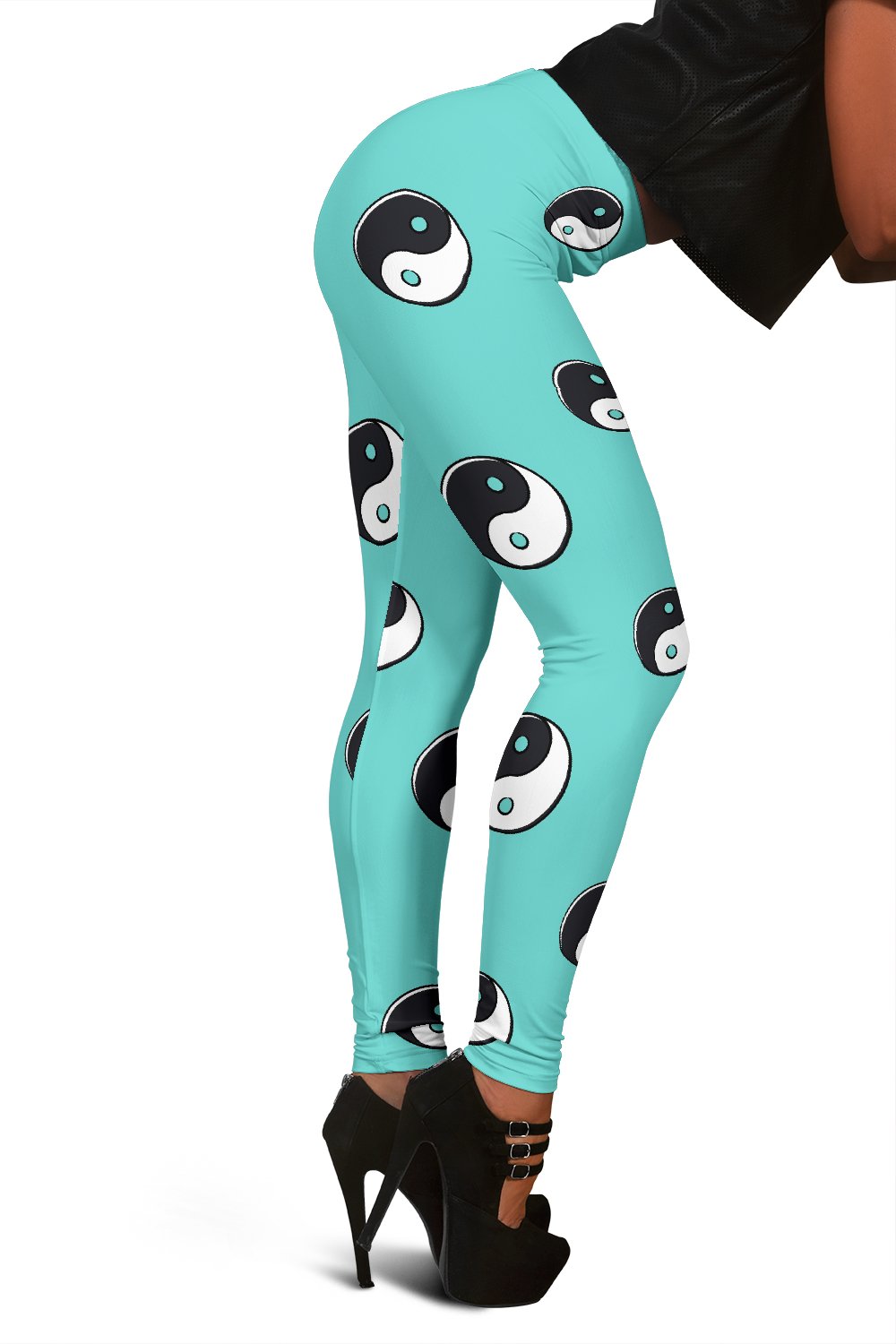 Yin Yang Blue Pattern Print Women Leggings-grizzshop