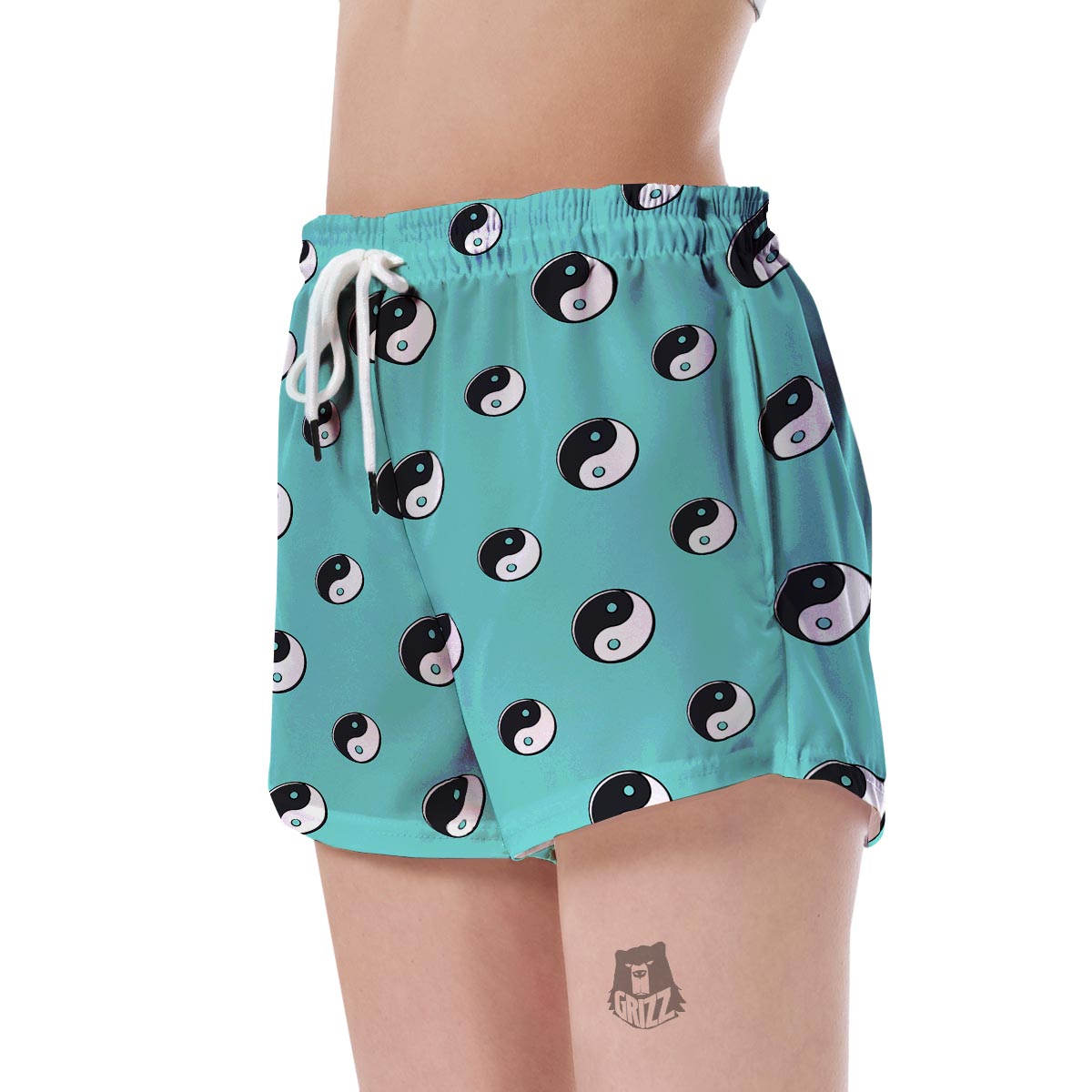 Yin Yang Blue Pattern Print Women's Shorts-grizzshop