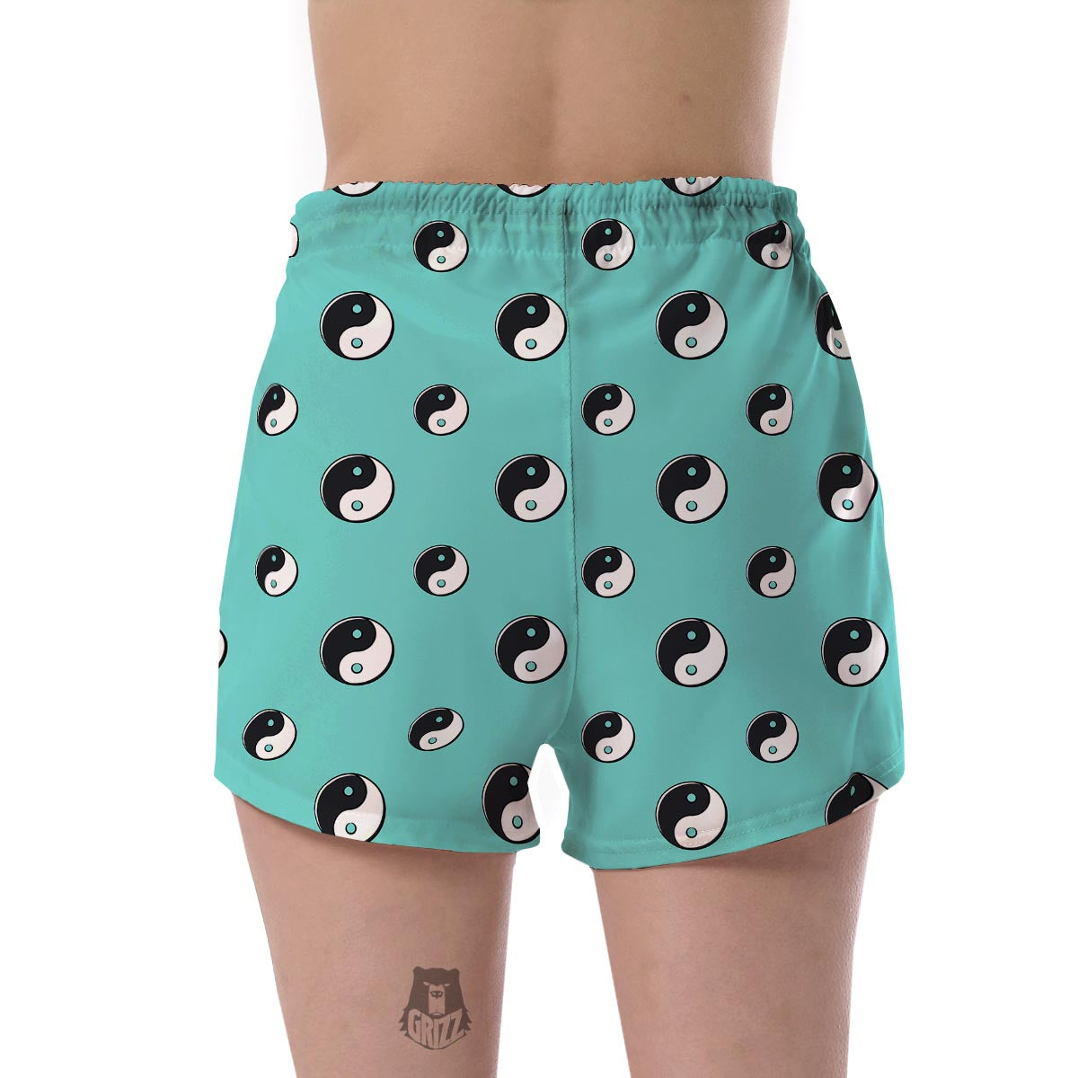 Yin Yang Blue Pattern Print Women's Shorts-grizzshop