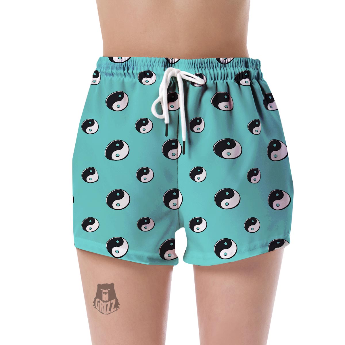 Yin Yang Blue Pattern Print Women's Shorts-grizzshop
