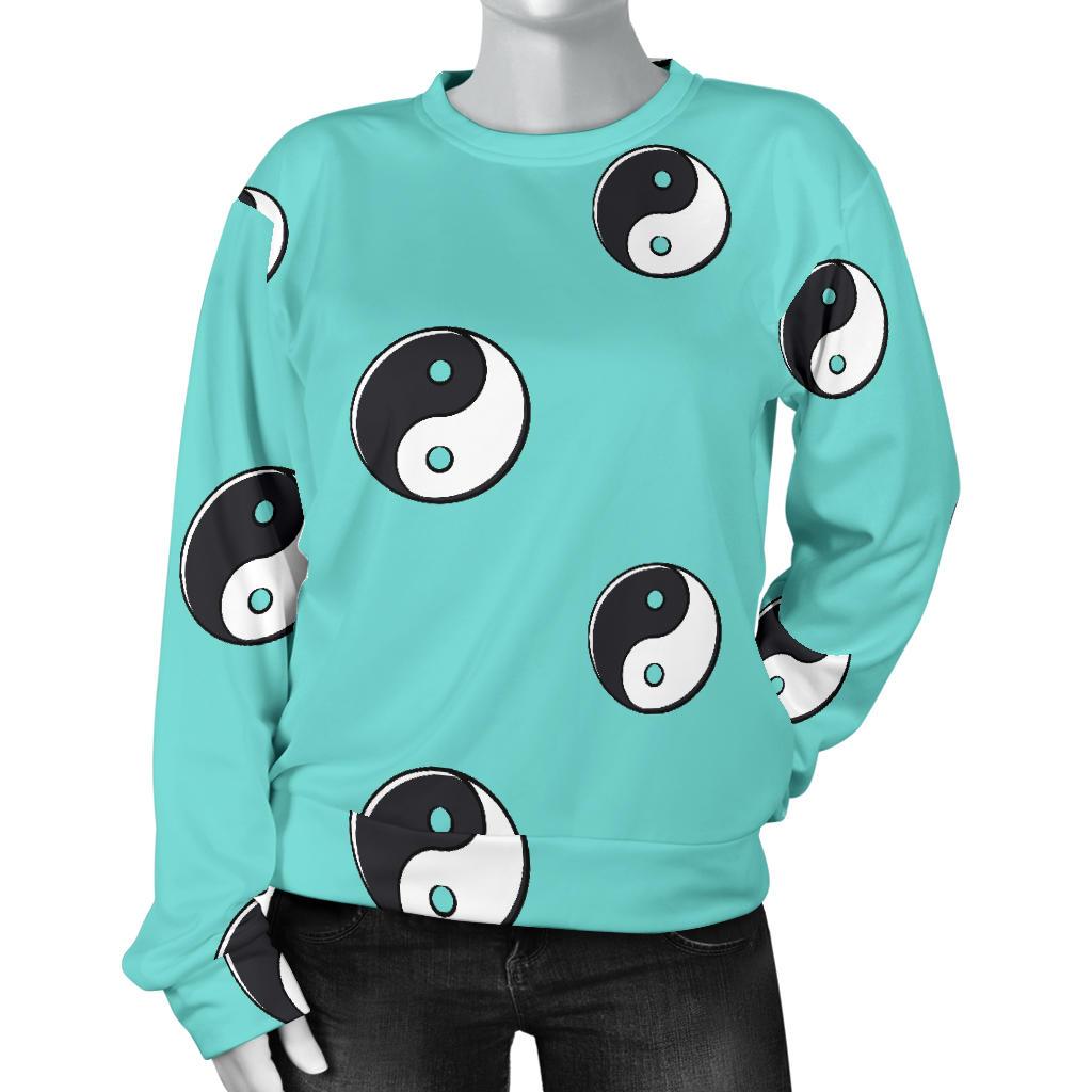 Yin Yang Blue Pattern Print Women's Sweatshirt-grizzshop