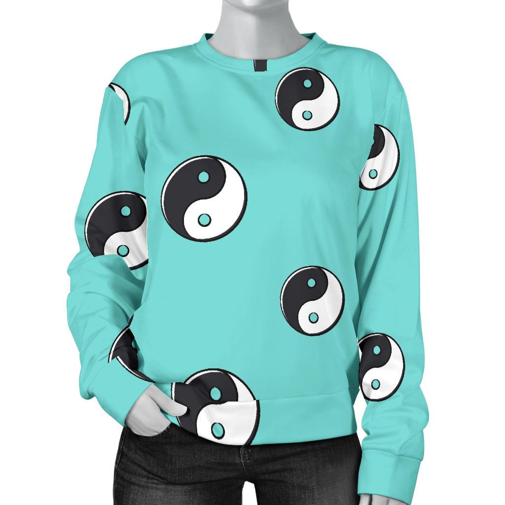 Yin Yang Blue Pattern Print Women's Sweatshirt-grizzshop