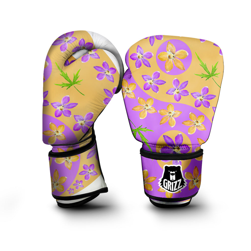 Yin Yang Colorful Flowers Print Boxing Gloves-grizzshop
