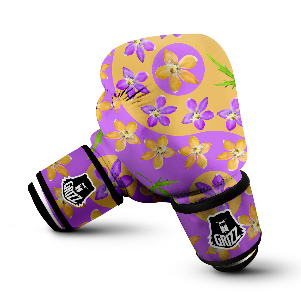 Yin Yang Colorful Flowers Print Boxing Gloves-grizzshop