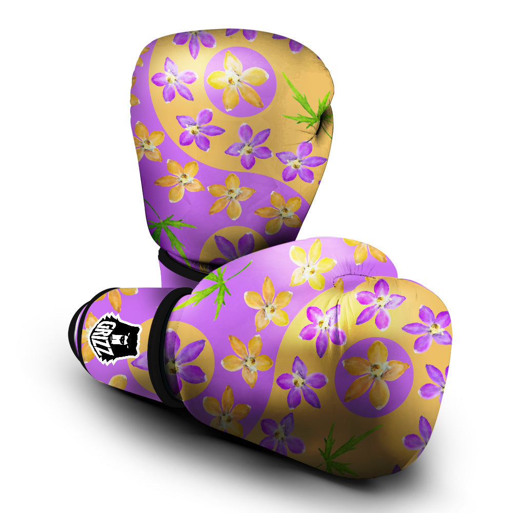 Yin Yang Colorful Flowers Print Boxing Gloves-grizzshop