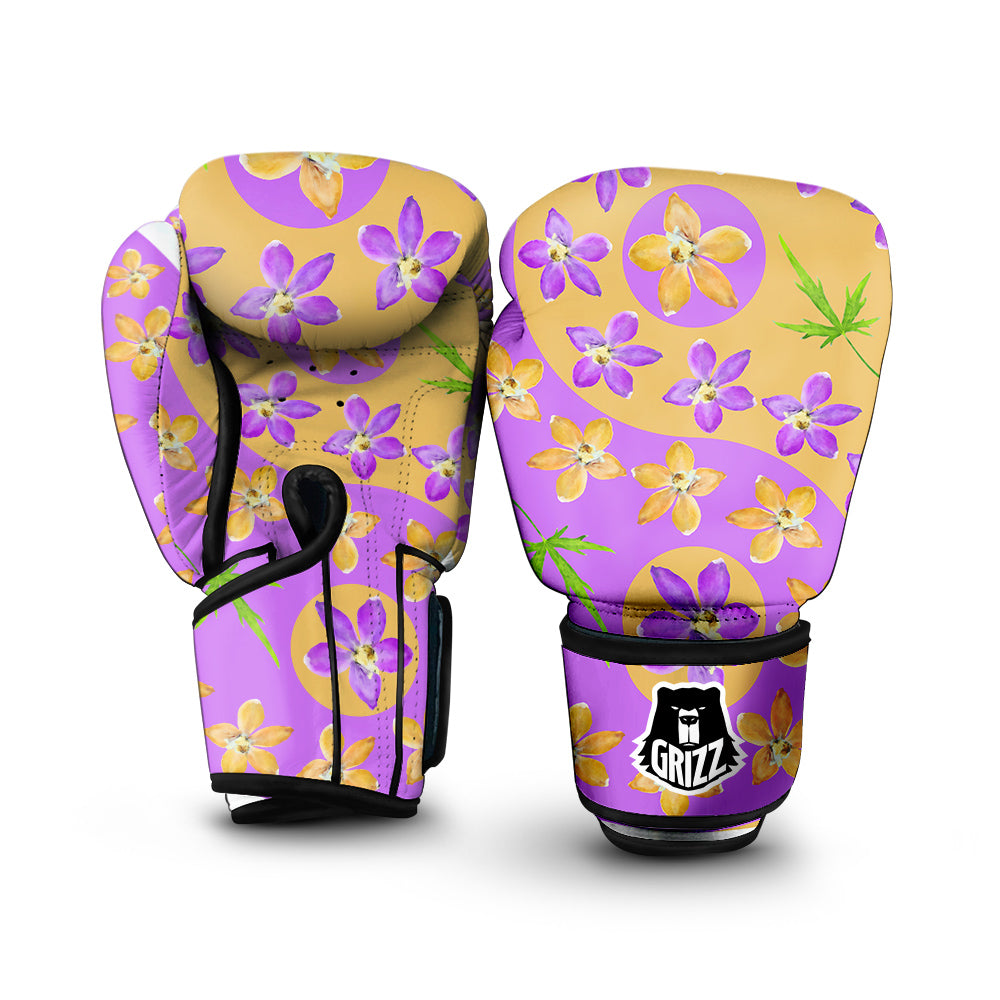 Yin Yang Colorful Flowers Print Boxing Gloves-grizzshop