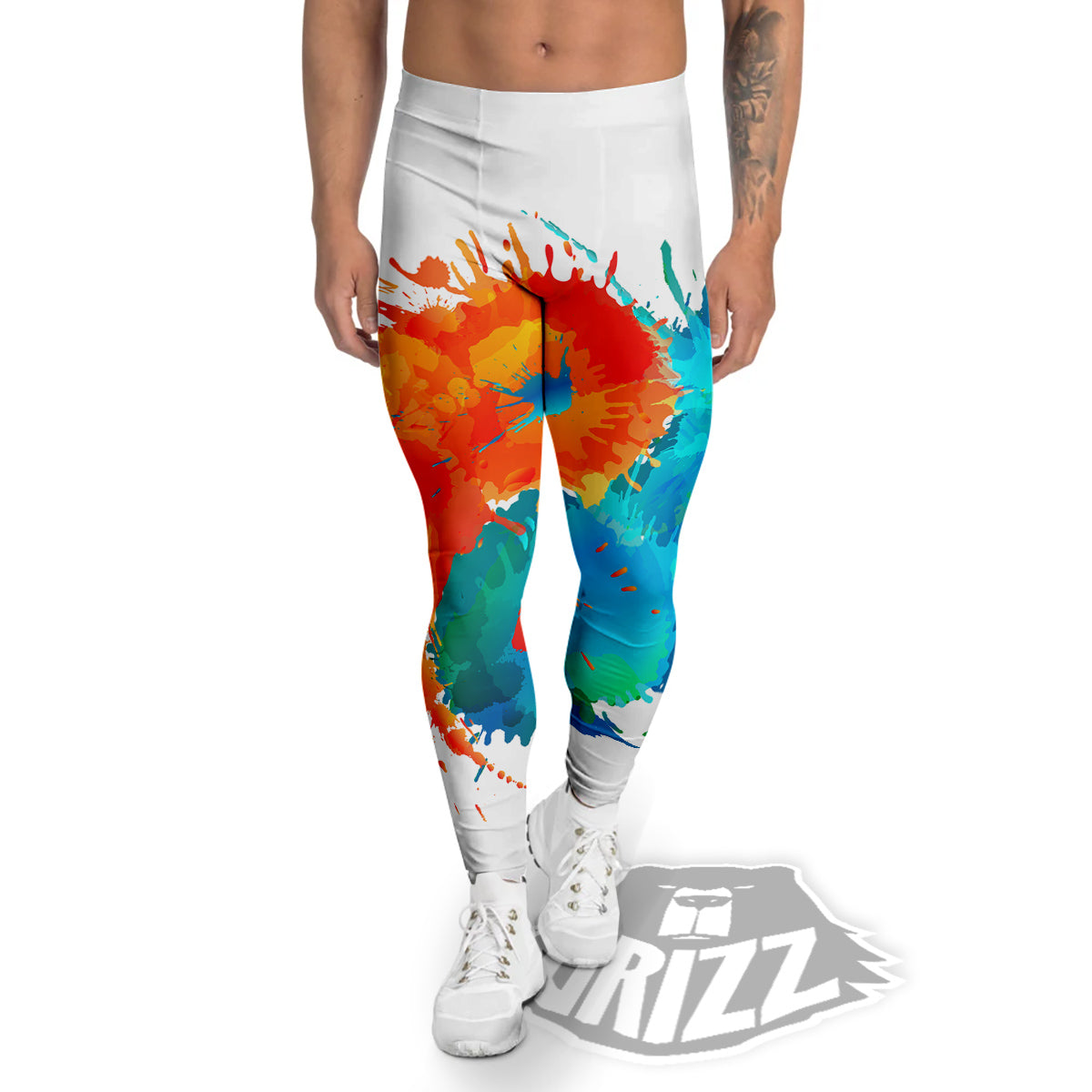 Yin Yang Colorful Splash Print Men's Leggings-grizzshop