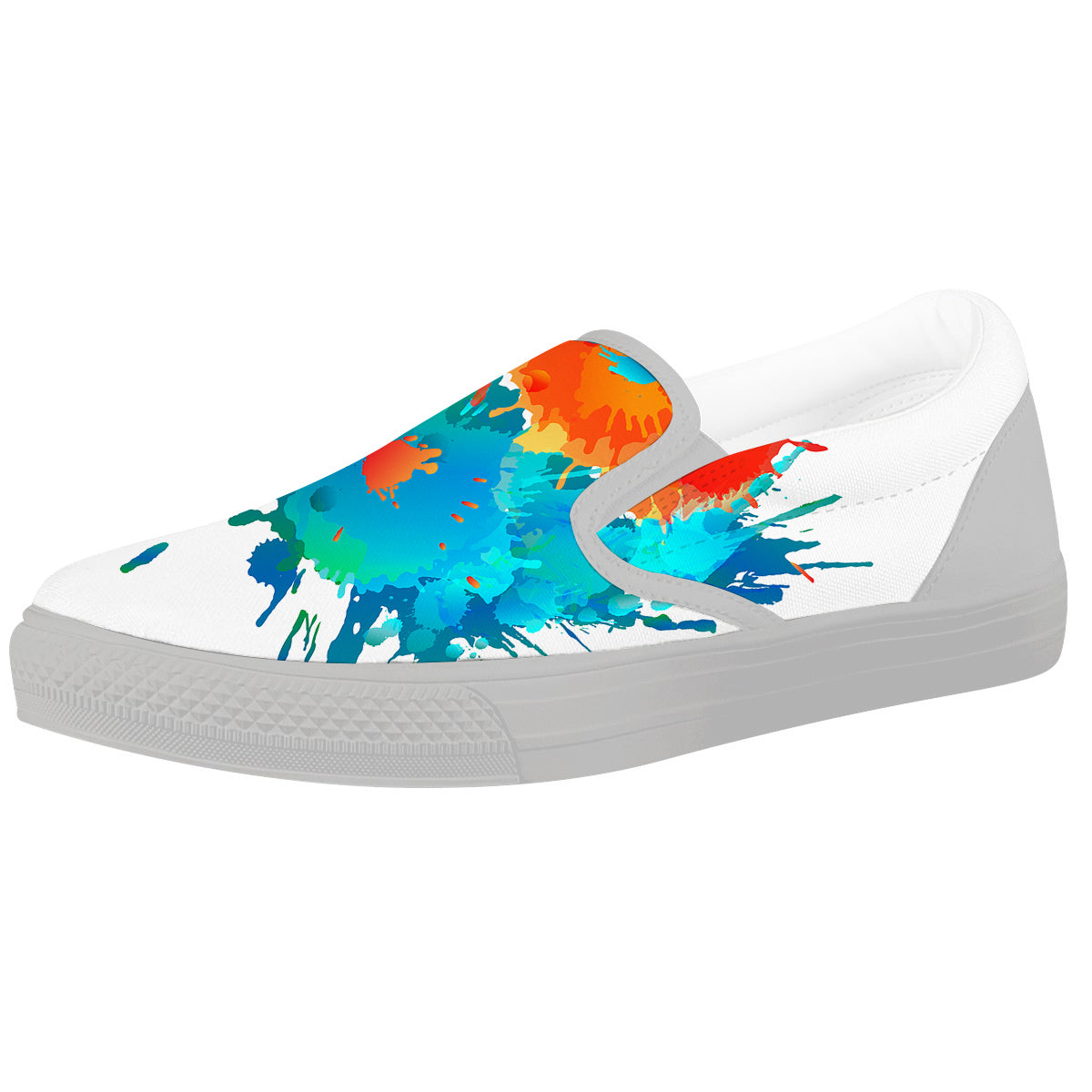Yin Yang Colorful Splash Print White Slip On Shoes-grizzshop