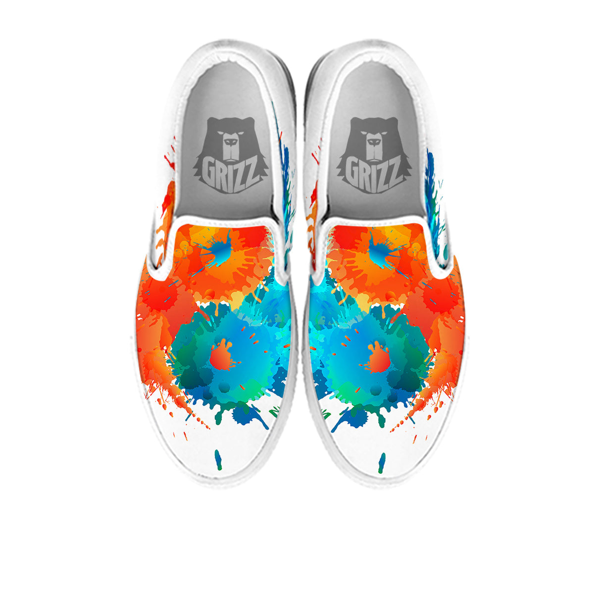 Yin Yang Colorful Splash Print White Slip On Shoes-grizzshop