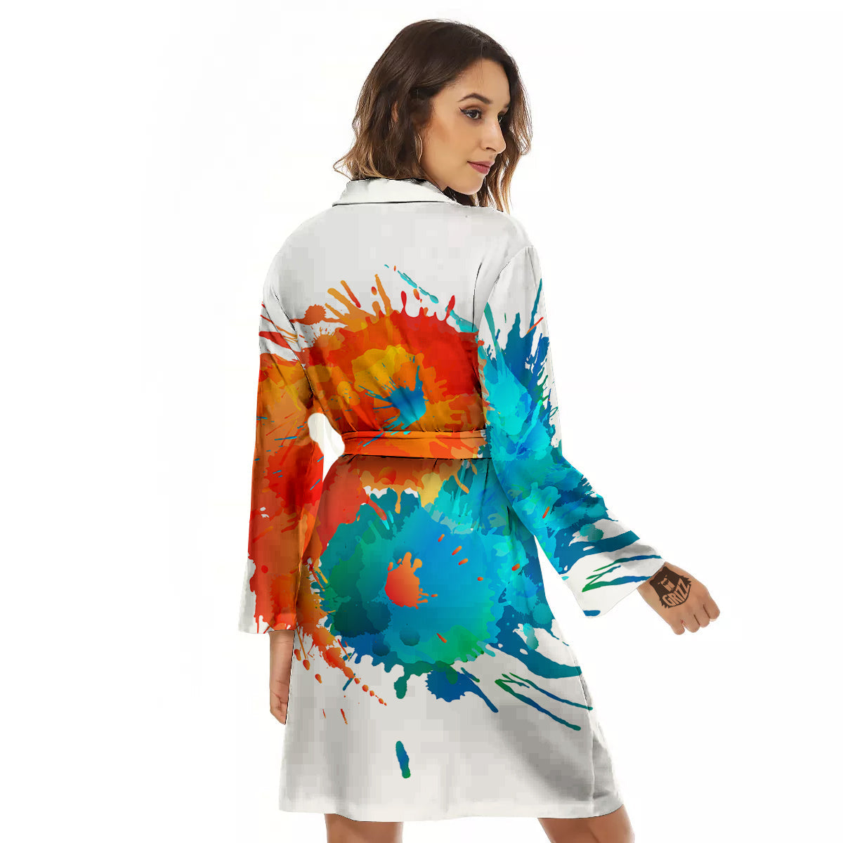 Yin Yang Colorful Splash Print Women's Robe-grizzshop