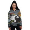 Yin Yang Dragon And Tiger Print Women's Bomber Jacket-grizzshop