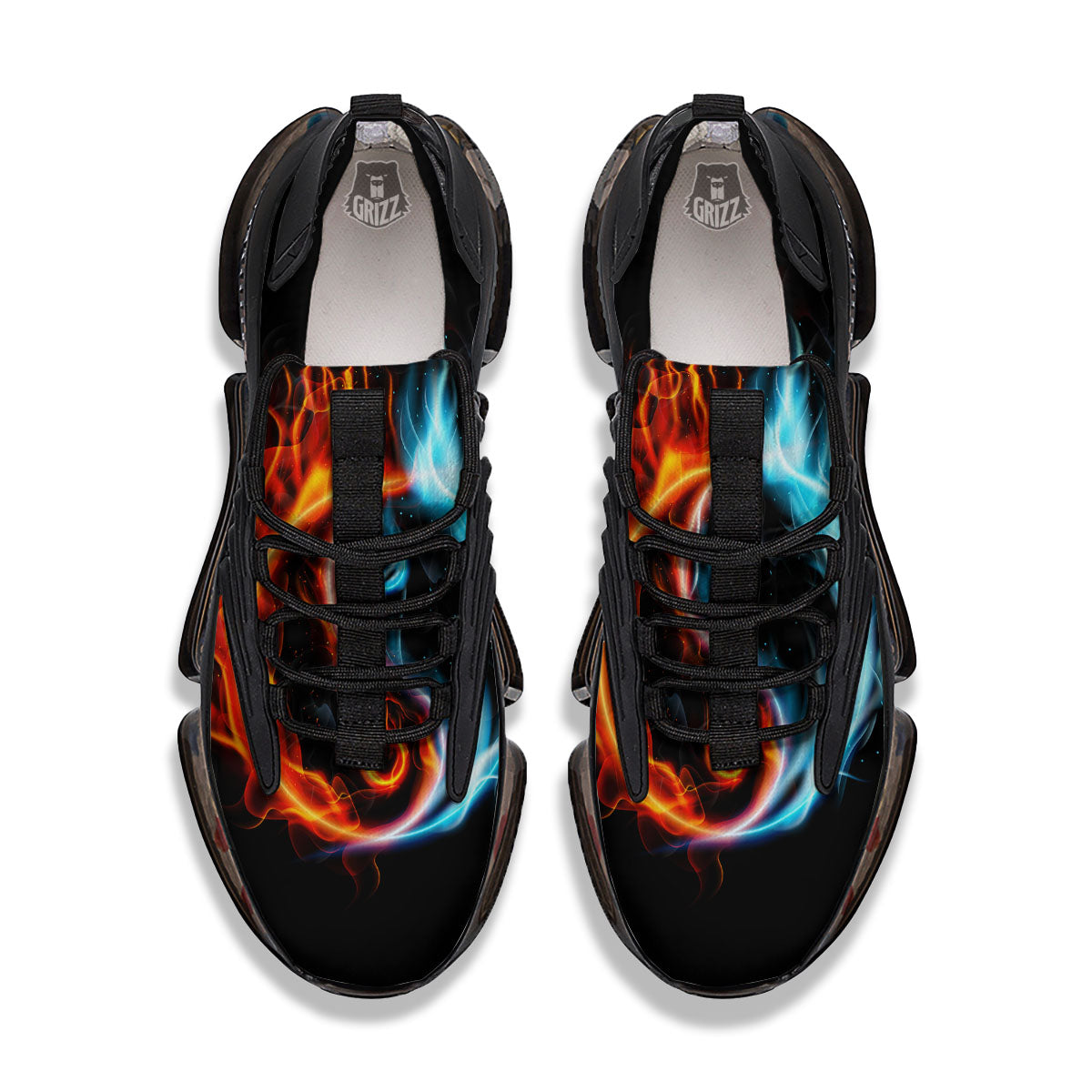 Yin Yang Flaming Print Black Gym Shoes-grizzshop